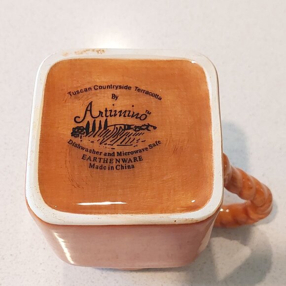 Artimino Earthenware Tuscan Countryside Vintage Terracotta Creamer & Sugar Set - Picture 9 of 16